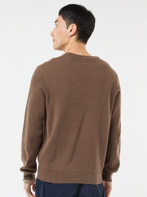 Gebreide trui met ronde hals en fantasiepatroontje - Kiabi