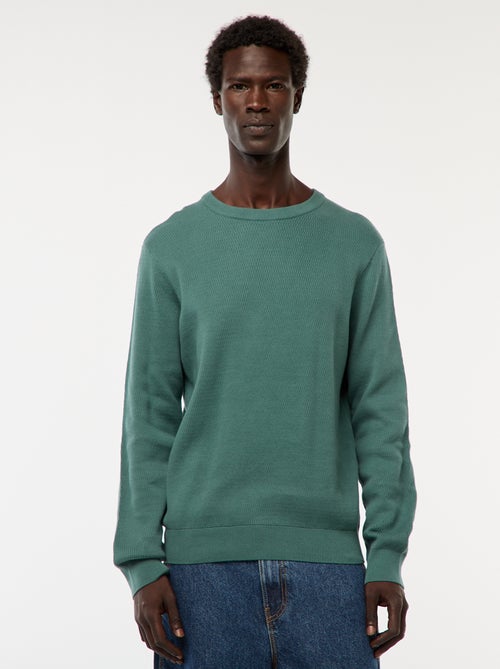 Gebreide trui met ronde hals en fantasiepatroontje - Kiabi