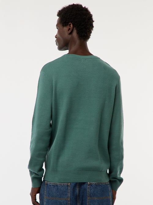 Gebreide trui met ronde hals en fantasiepatroontje - Kiabi