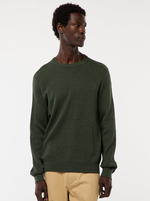 Gebreide trui met ronde hals en fantasiepatroontje - Kiabi