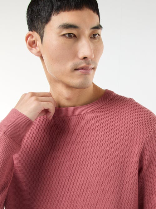 Gebreide trui met ronde hals en fantasiepatroontje - Kiabi