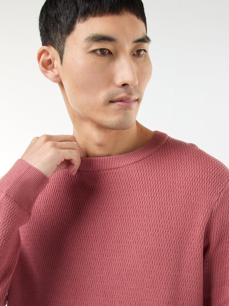 Gebreide trui met ronde hals en fantasiepatroontje Rose - Kiabi