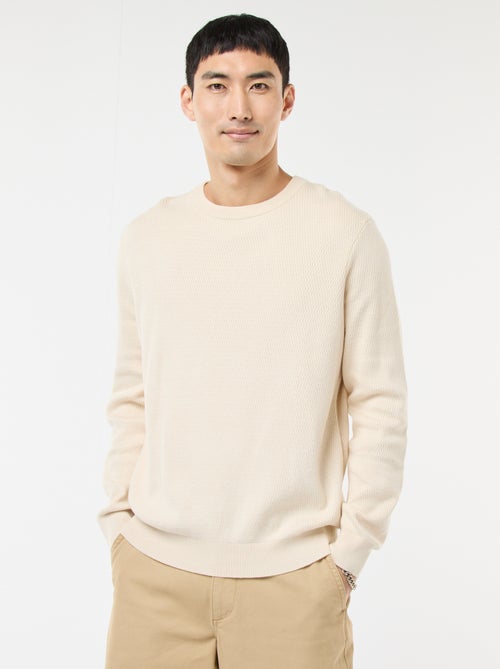 Gebreide trui met ronde hals en fantasiepatroontje - Kiabi