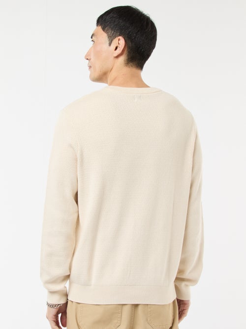 Gebreide trui met ronde hals en fantasiepatroontje - Kiabi