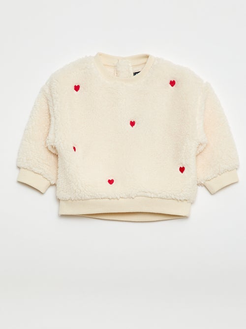 Gebreide trui met schapenvachteffect en motiefje - Kiabi