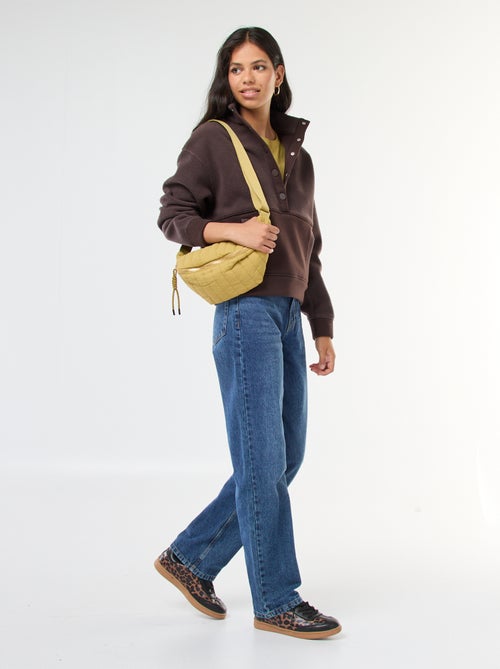 Gebreide trui met schipperskraag en schapenvachteffect - Kiabi