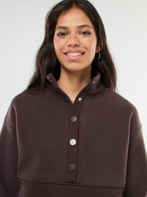 Gebreide trui met schipperskraag en schapenvachteffect - Kiabi