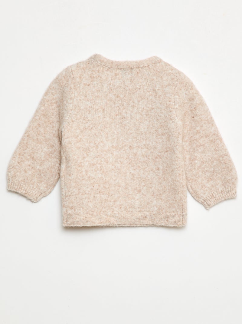 Gebreide trui met sierstrik op het voorpand Biege - Kiabi