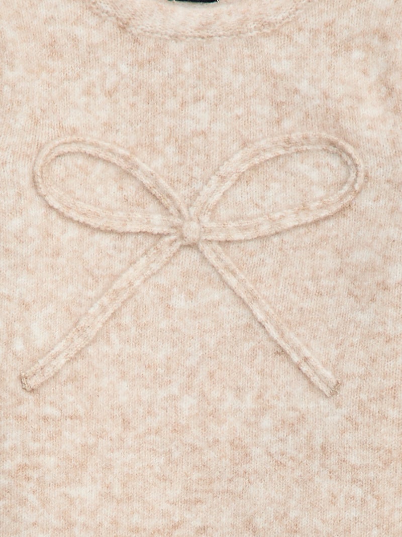 Gebreide trui met sierstrik op het voorpand Biege - Kiabi