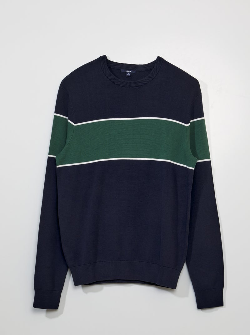 Gebreide trui met strepen BLAUW - Kiabi