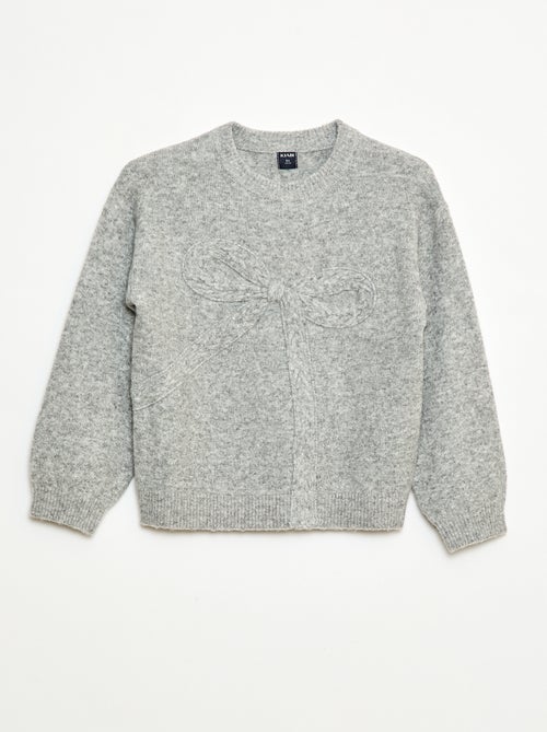 Gebreide trui met strik en kabelpatroon aan de voorzijde - Kiabi