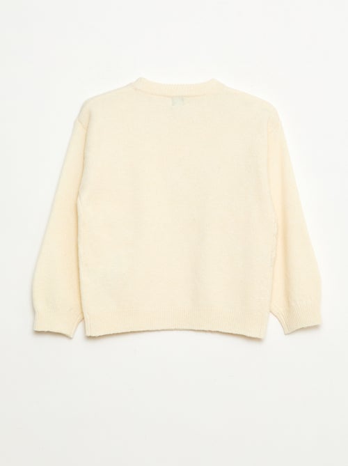 Gebreide trui met strik en kabelpatroon aan de voorzijde - Kiabi