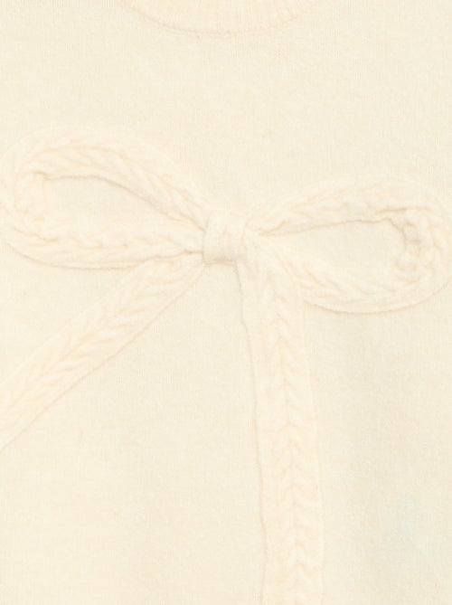 Gebreide trui met strik en kabelpatroon aan de voorzijde - Kiabi