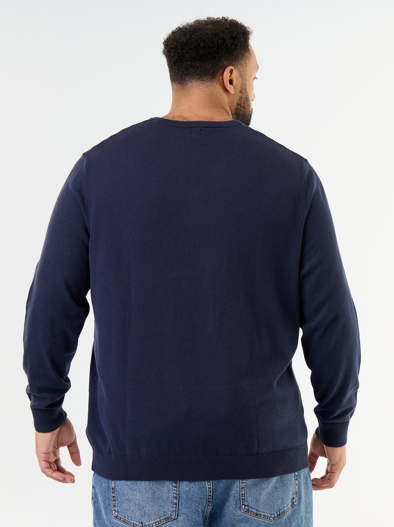 Gebreide trui met V-hals Blauw - Kiabi