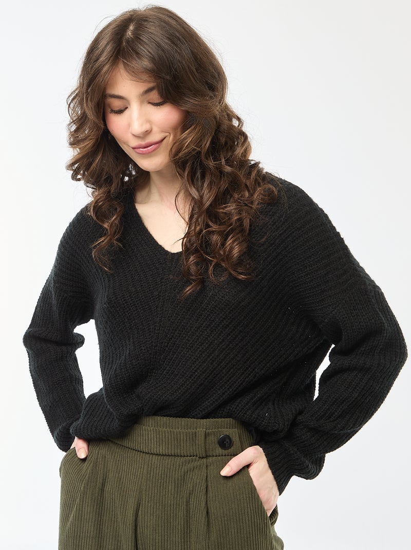 Gebreide trui met V-hals 'JDY' Zwart - Kiabi