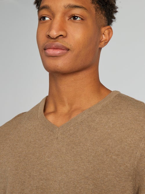 Gebreide trui met V-hals, voor personen die langer zijn dan 1m90 - Kiabi