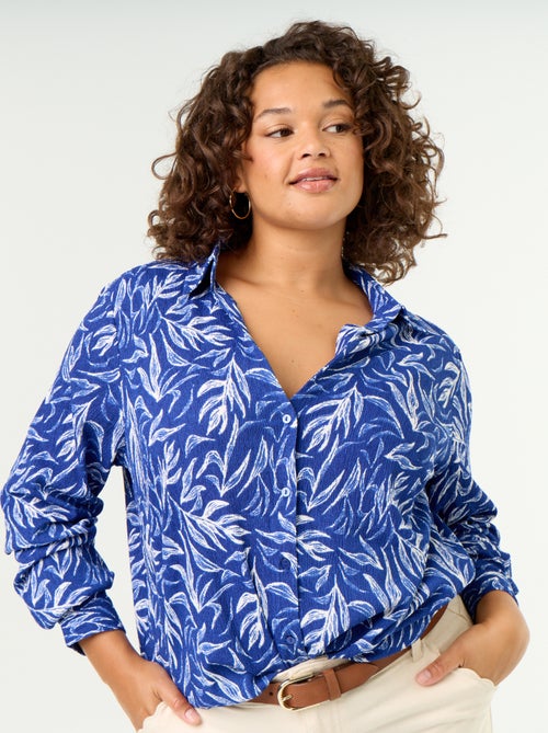 Gecrêpte blouse met print - Kiabi