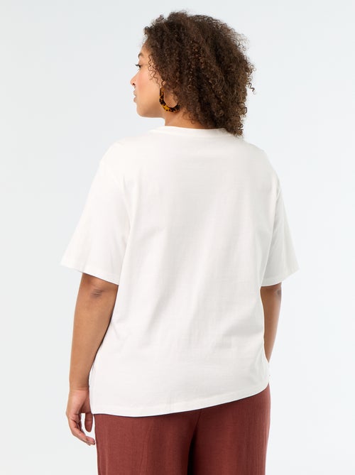 Gedrapeerd T-shirt met goudkleurige broche - Kiabi
