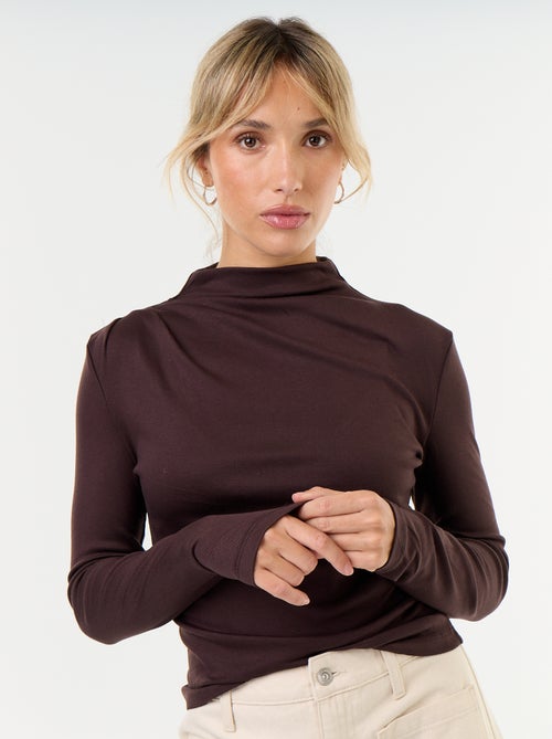 Gedrapeerd T-shirt met lange mouwen - Kiabi