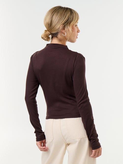 Gedrapeerd T-shirt met lange mouwen - Kiabi