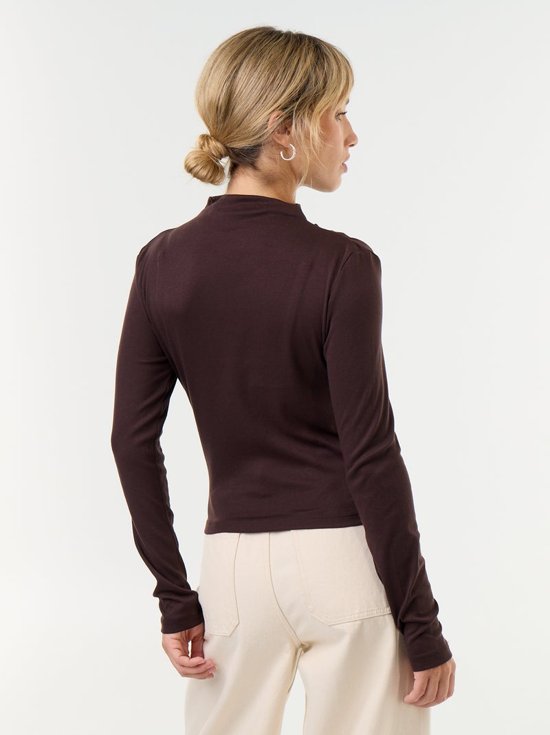 Gedrapeerd T-shirt met lange mouwen Bruin - Kiabi