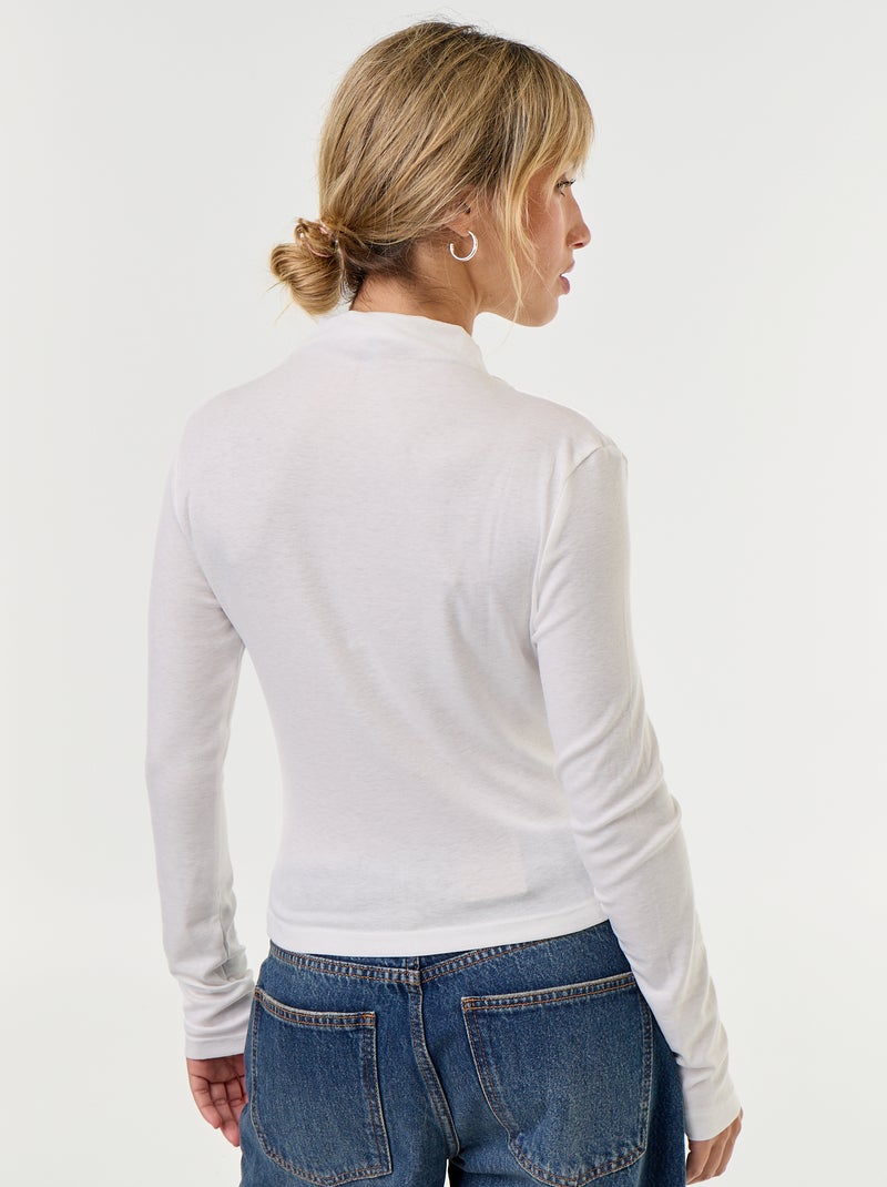 Gedrapeerd T-shirt met lange mouwen Wit - Kiabi