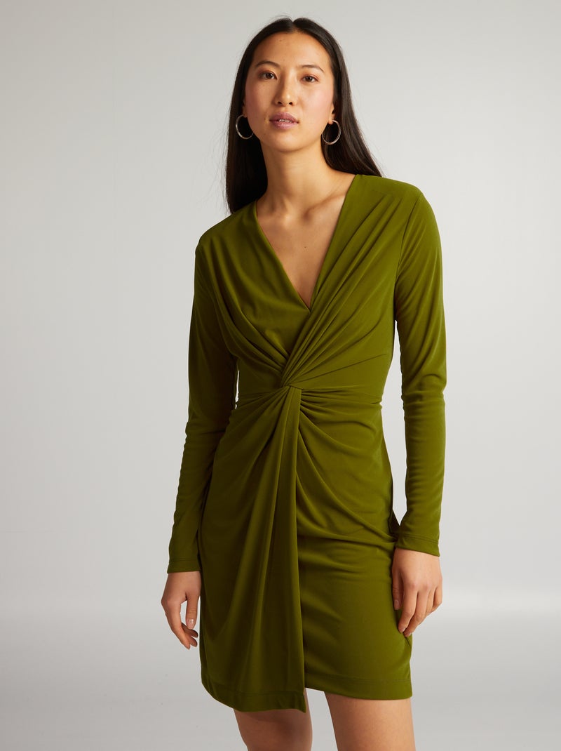 Gedrapeerde jurk GROEN - Kiabi