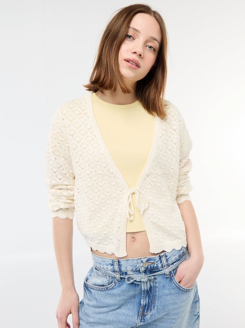 Gehaakt vest met festonrand om te knopen - Kiabi