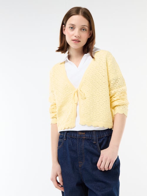 Gehaakt vest met festonrand om te knopen - Kiabi