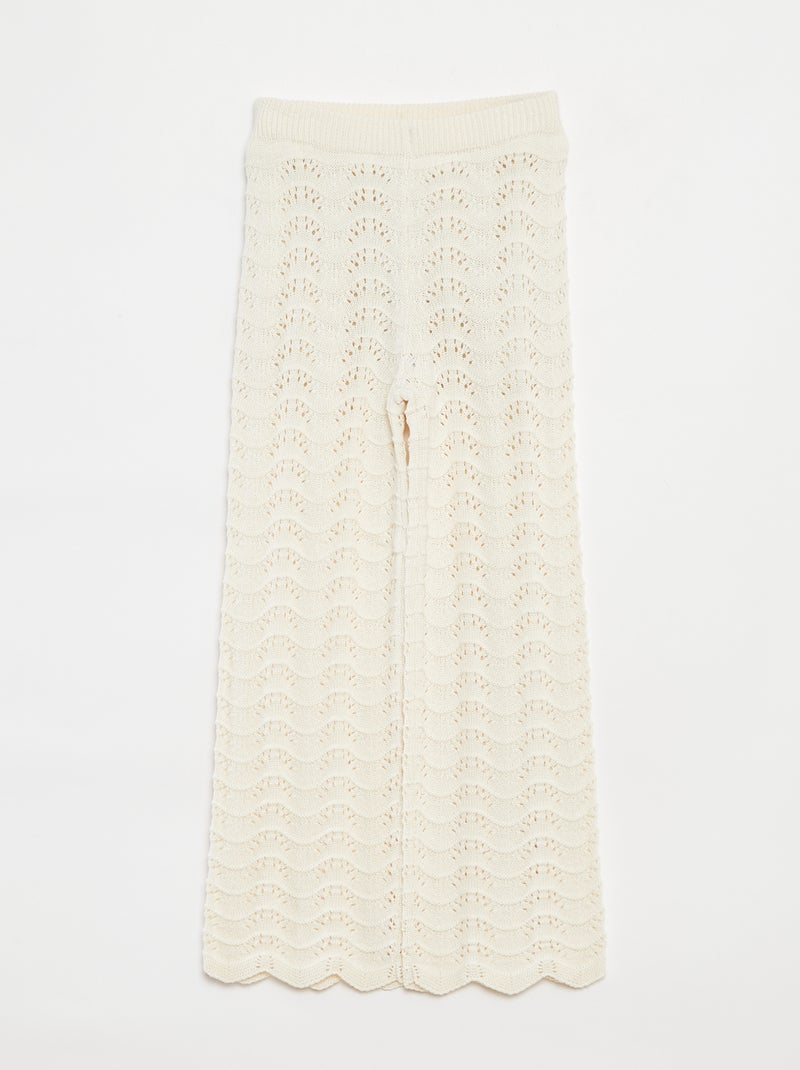 Gehaakte broek met motiefjes Wit - Kiabi
