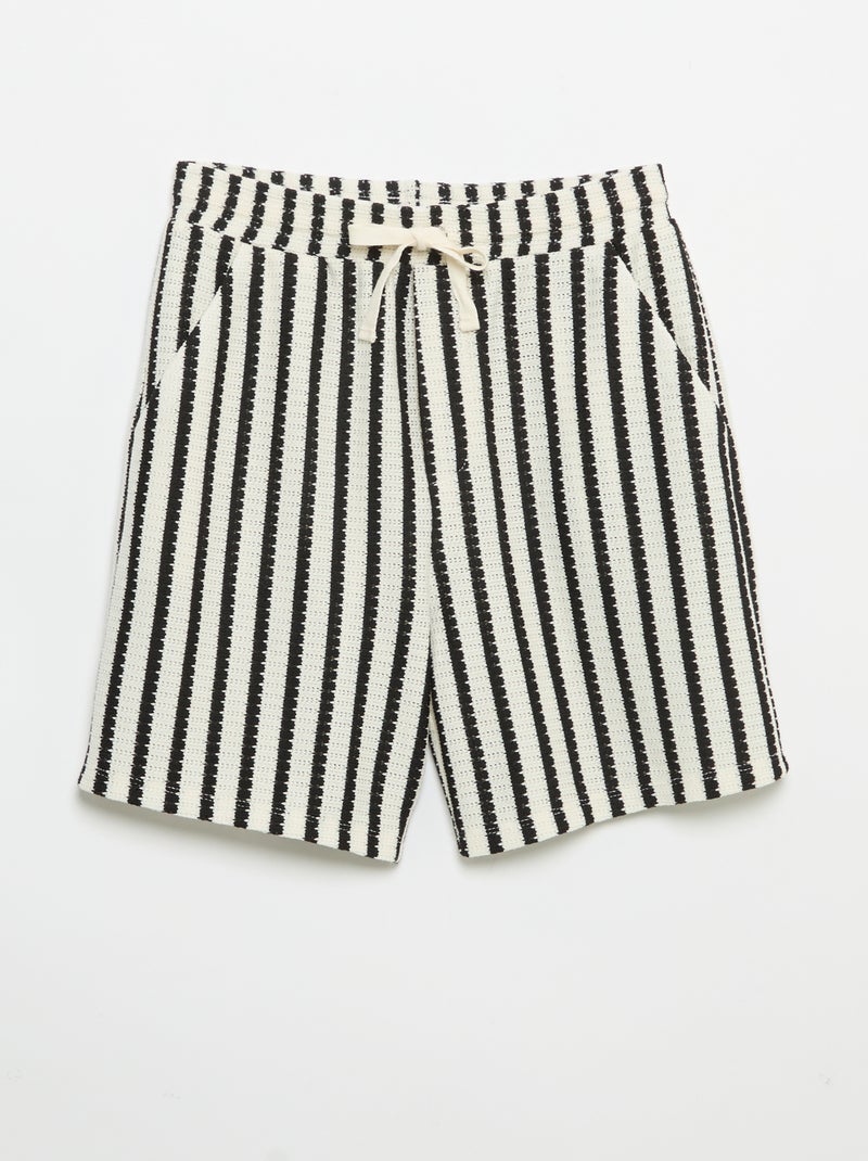 Gehaakte short met strepen Wit - Kiabi