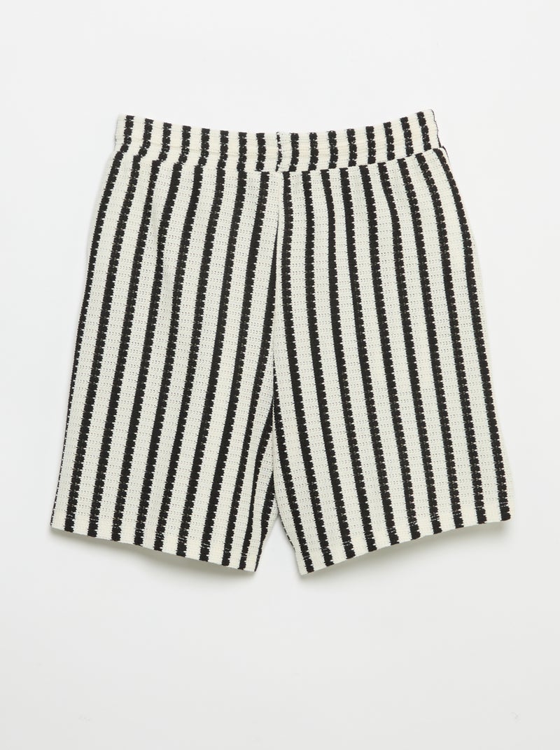 Gehaakte short met strepen Wit - Kiabi