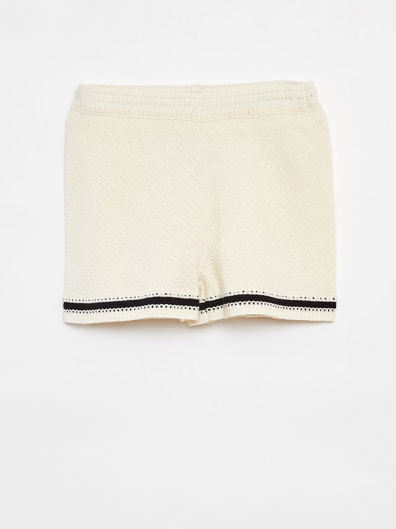 Gehaakte short met voering WIT - Kiabi