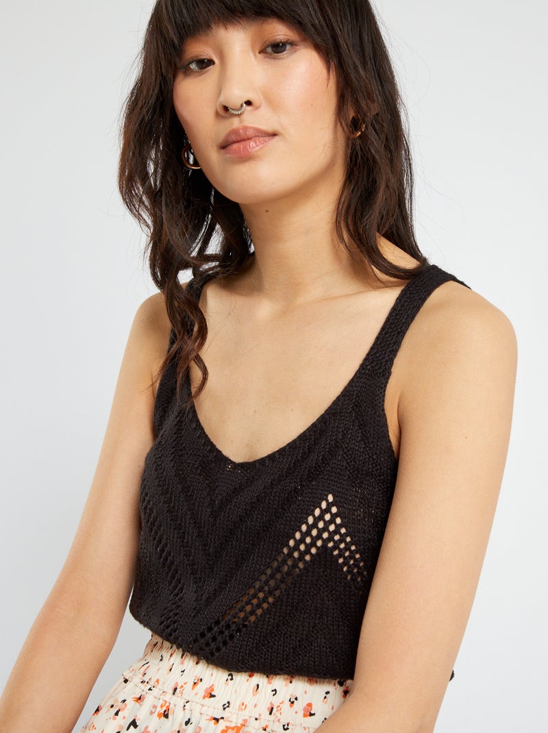 Gehaakte singlet 'JDY' zwart - Kiabi