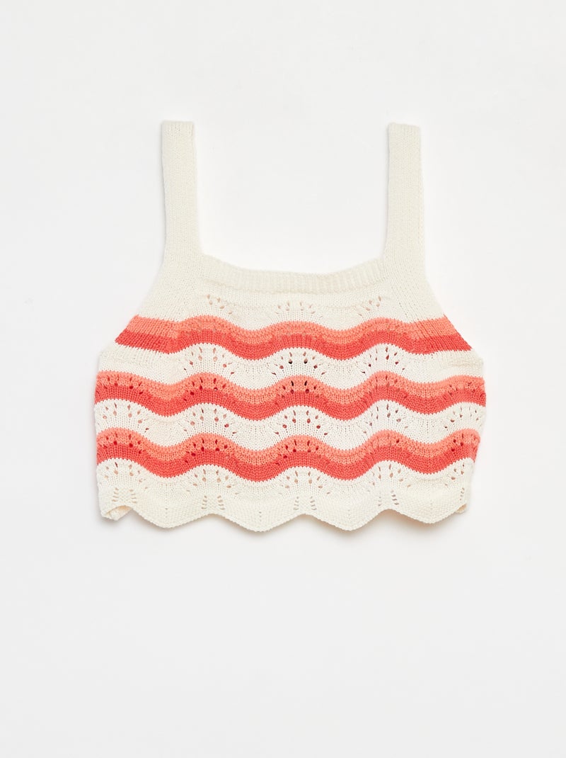 Gehaakte singlet met motiefjes Biege - Kiabi