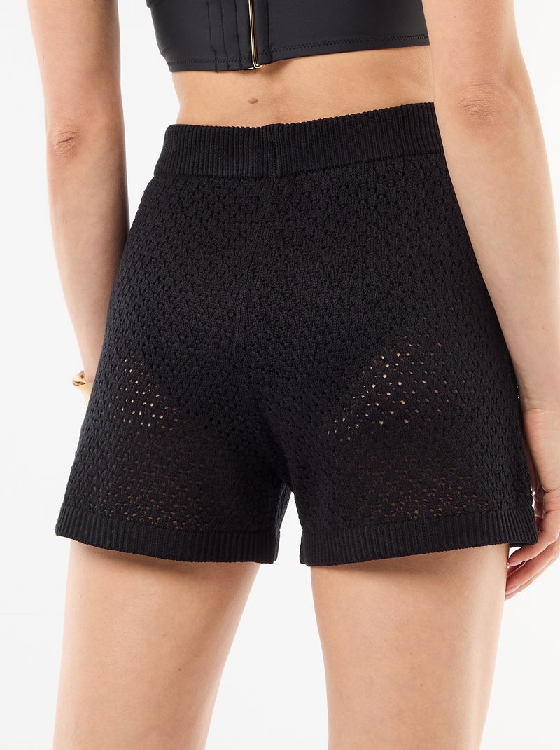 Gehaakte strandshort Zwart - Kiabi