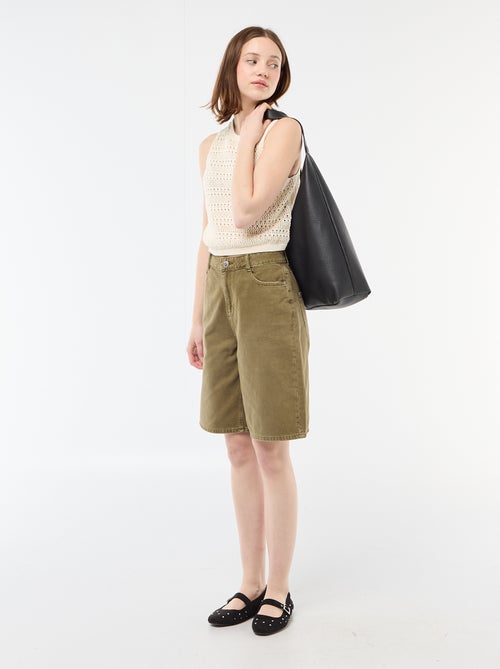 Gehaakte top met ajour en wijde armsgaten - Kiabi