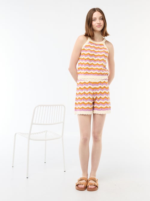 Gehaakte top met Amerikaanse armsgaten - Kiabi