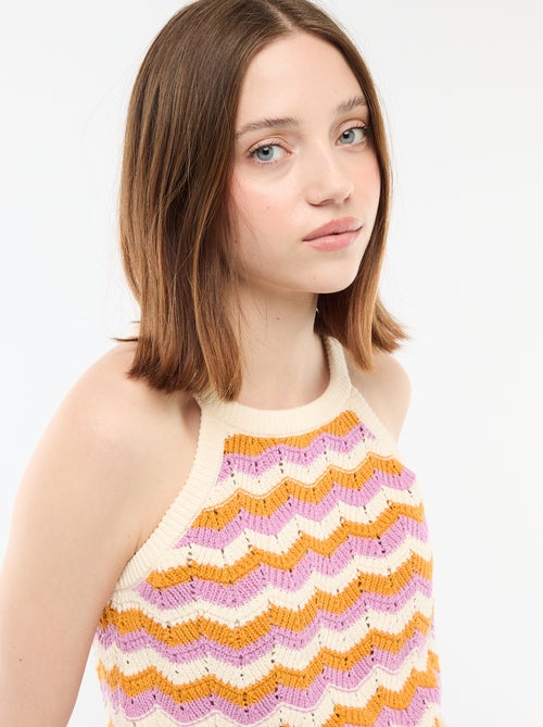 Gehaakte top met Amerikaanse armsgaten - Kiabi