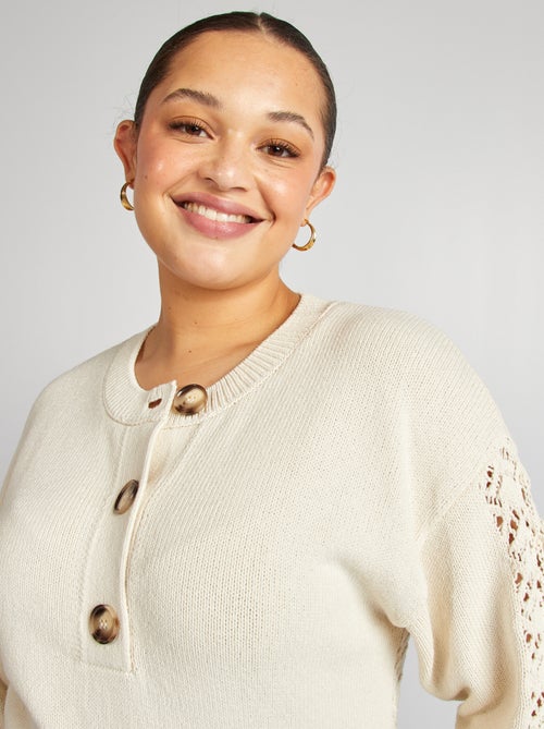 Gehaakte trui met knoopjes aan de hals - Kiabi