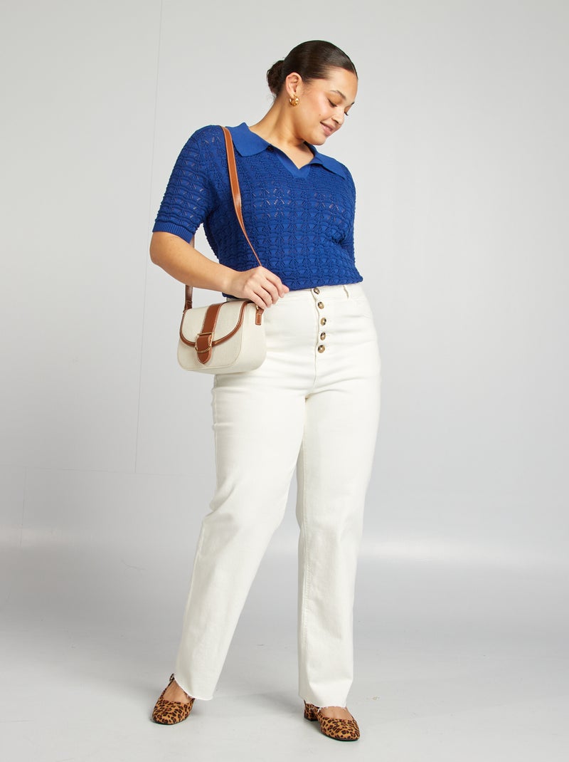 Gehaakte trui met korte mouw BLAUW - Kiabi