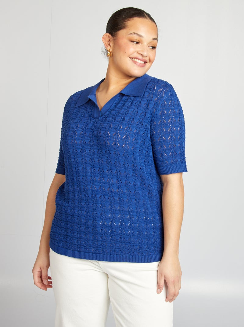 Gehaakte trui met korte mouw BLAUW - Kiabi