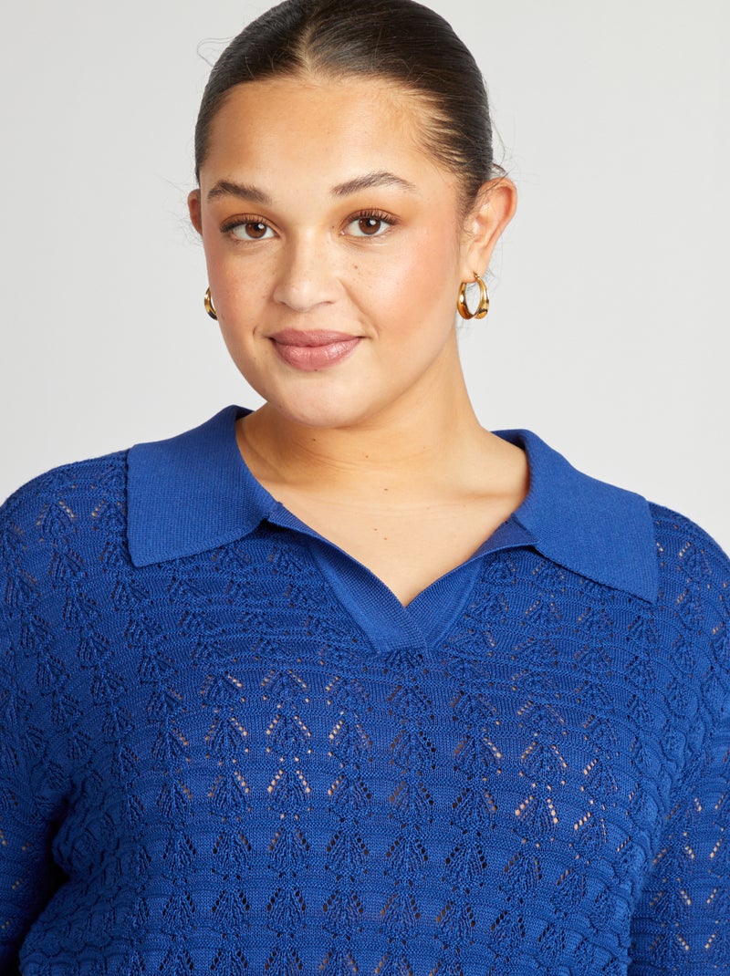 Gehaakte trui met korte mouw BLAUW - Kiabi