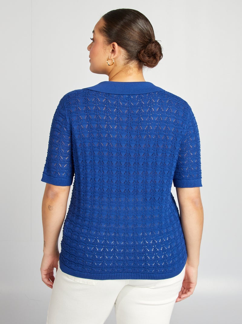 Gehaakte trui met korte mouw BLAUW - Kiabi