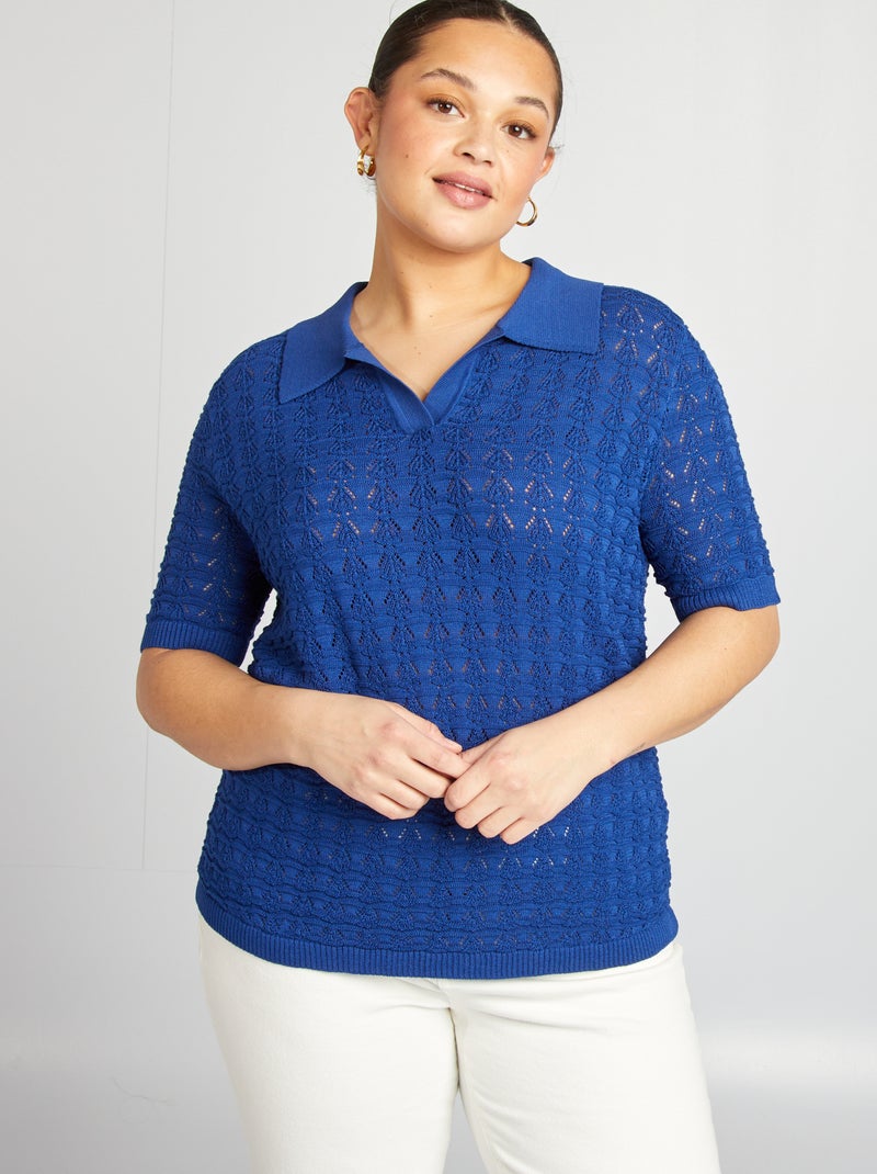 Gehaakte trui met korte mouw BLAUW - Kiabi