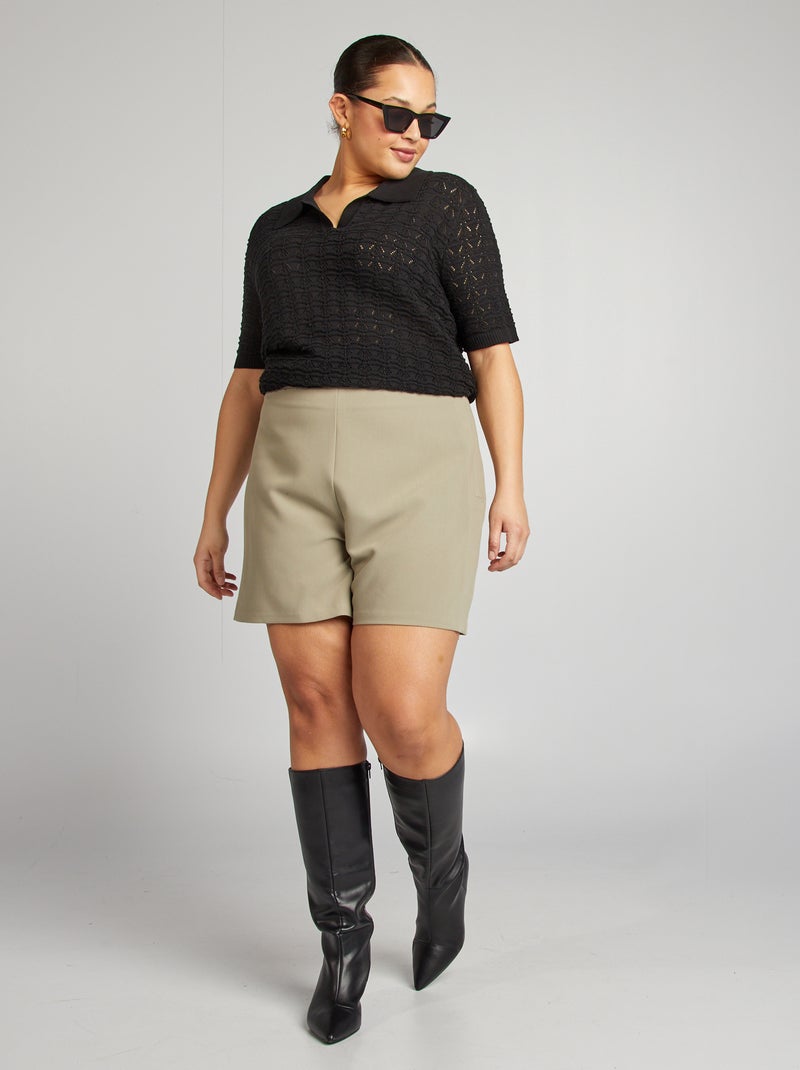 Gehaakte trui met korte mouw zwart - Kiabi