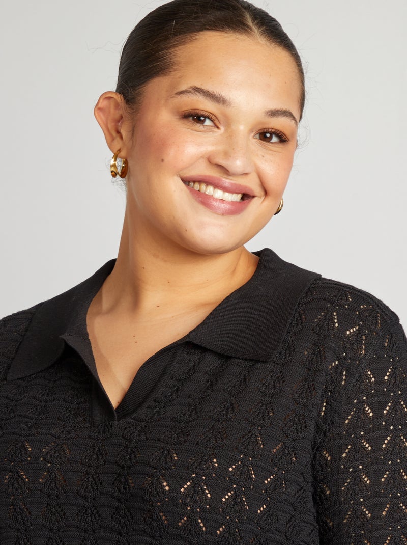 Gehaakte trui met korte mouw zwart - Kiabi