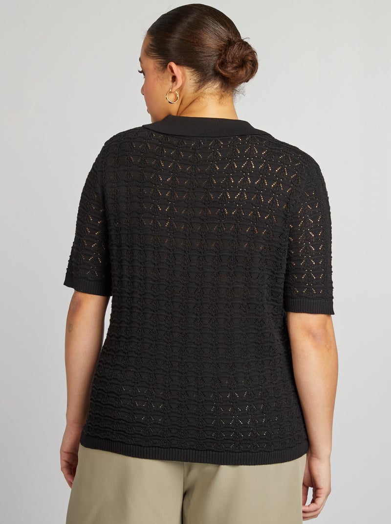 Gehaakte trui met korte mouw zwart - Kiabi