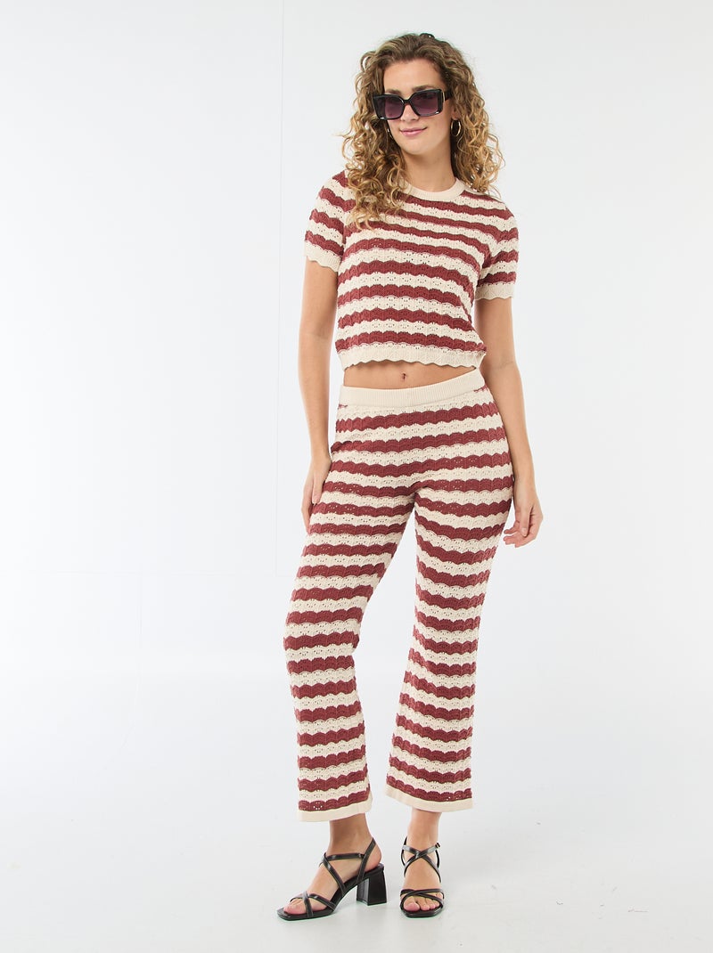 Gehaakte trui met korte mouwen Biege - Kiabi