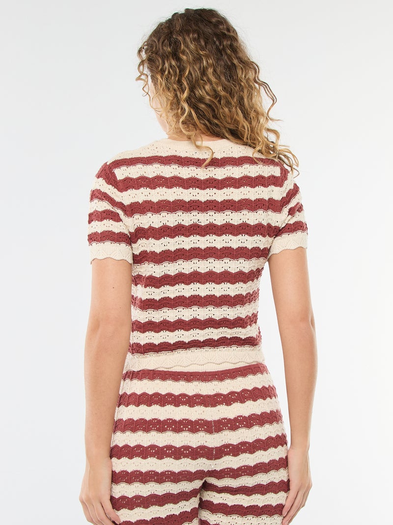 Gehaakte trui met korte mouwen Biege - Kiabi